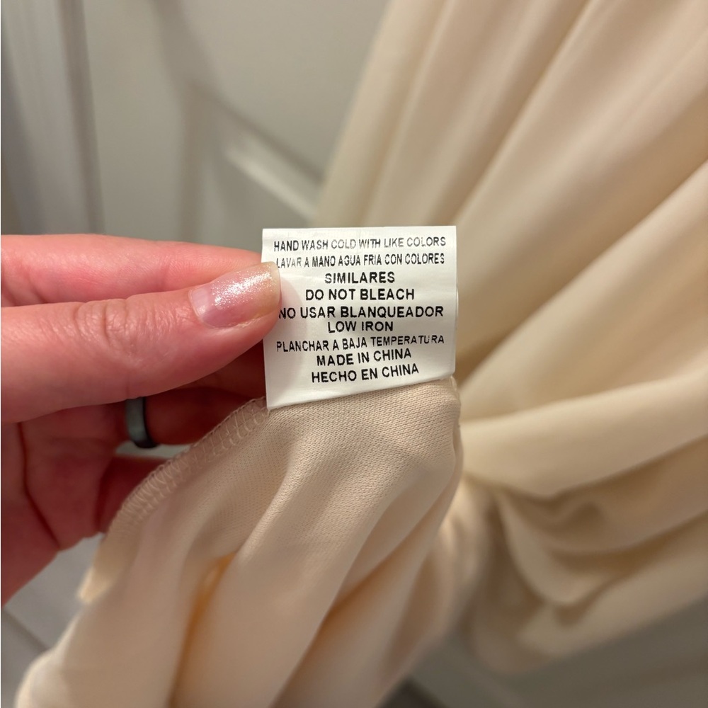 Modcloth Cream Ruched One-Shoulder Gown - Picture 6 of 7